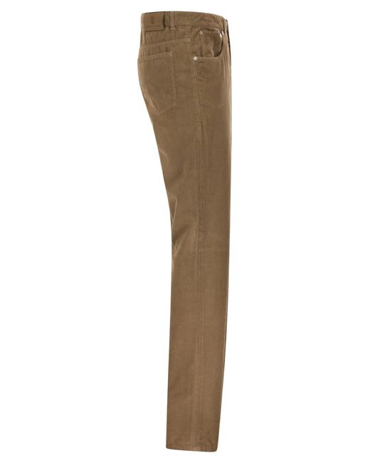 Brunello Cucinelli Natural Five-Pocket Cotton Corduroy Trousers for men