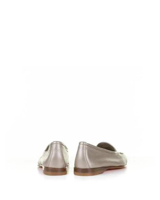 Santoni White Leather Moccasin With Tassels