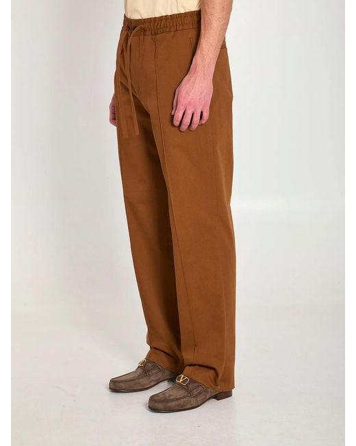 Valentino Garavani Brown Cotton Gabardine Pants for men