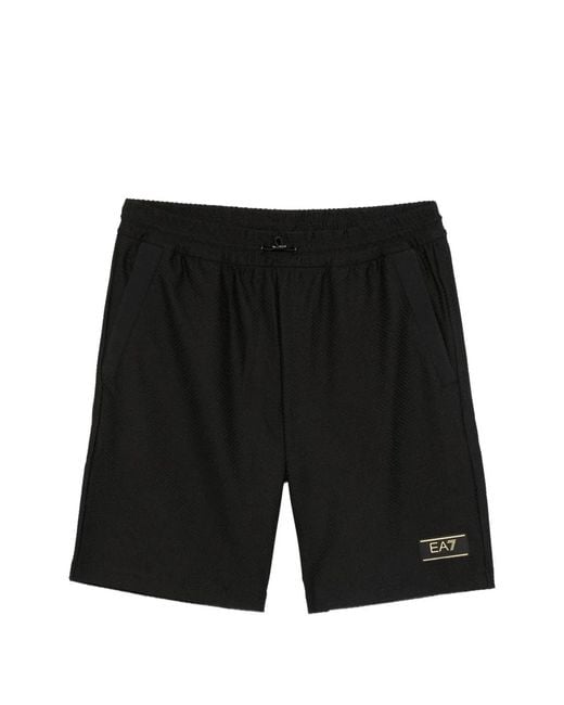 EA7 Black Logo Shorts for men