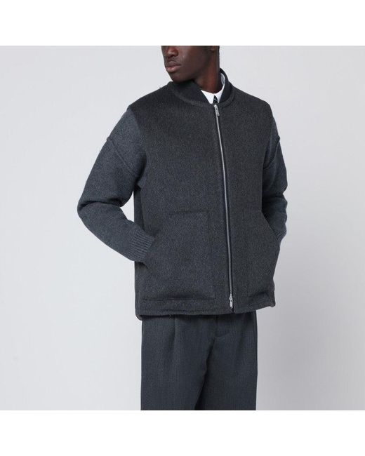 Lardini Blue Wool Zip Gilet for men