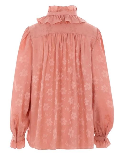 Chloé Pink Fluid Silk Jacquard Blouse