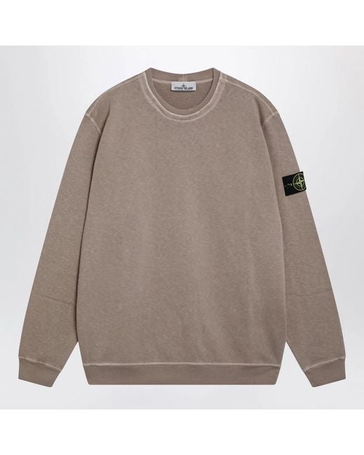 Stone Island Gray Crewneck Sweatshirt With Old Garmentdyed Treatment for men