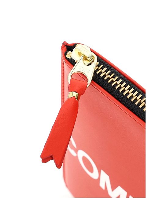 Comme des Garçons Red Leather Pouch With Logo