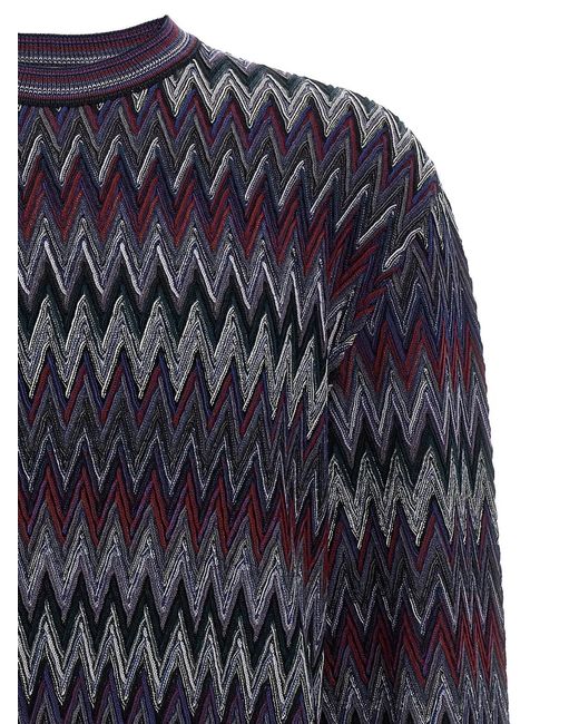 Missoni Blue Zigzag Pattern Sweater for men