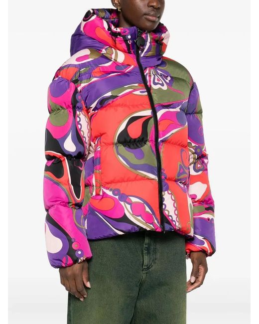 Emilio Pucci Pink Orchidee Print Down Jacket