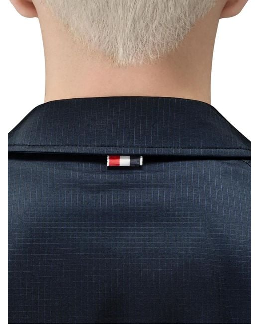 Thom Browne Blue Shiny Ripstop 4-Bar Track Jacket for men