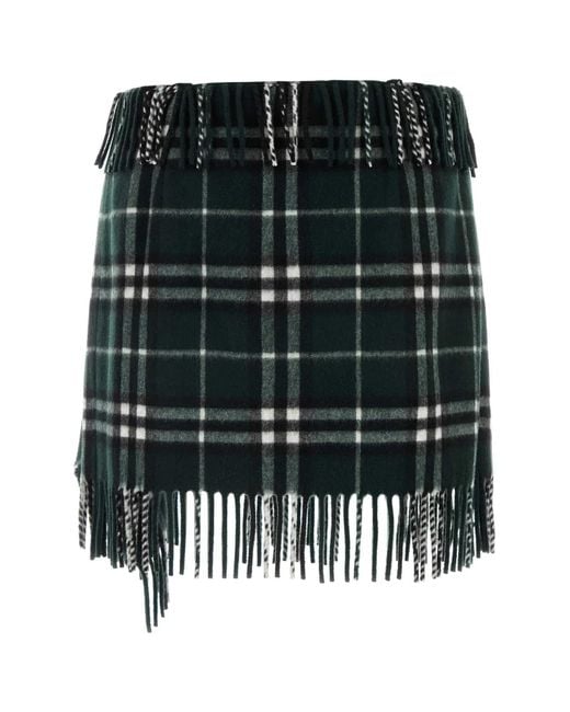 Burberry Black Embroidered Wool Blend Mini Skirt