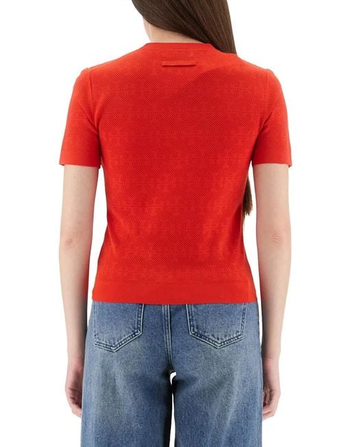 Tory Burch Red Jacquard T Monogram Jersey