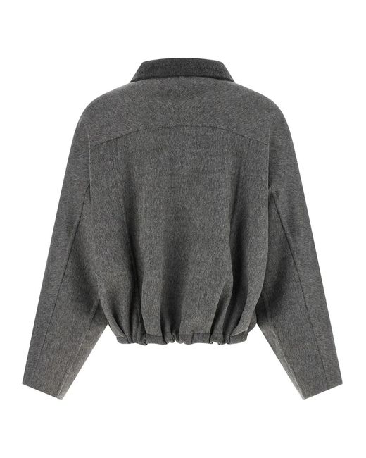 Brunello Cucinelli Gray Virgin Wool Full-Length Jacket Clothing