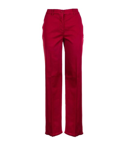 Via Masini 80 Red High-Waisted Raspberry Trousers