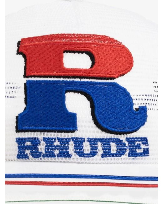 Rhude White Split Petrol Mesh Trucker Hat for men