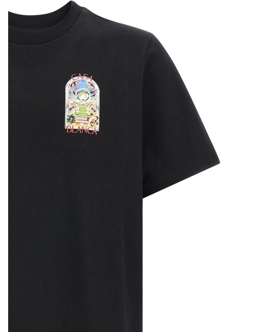 Casablanca Black Tennis Landscape T-Shirt for men