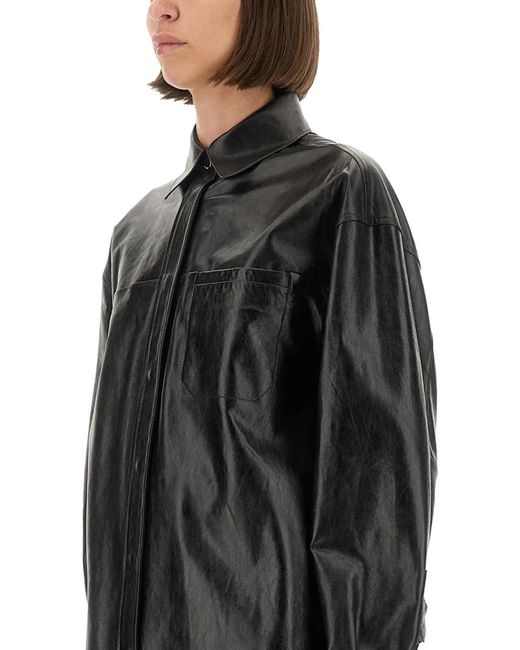 Max Mara Black Leather Borel Shirt