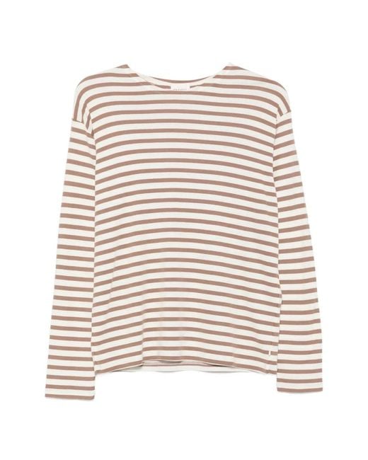 Closed White Striped Cotton Blend T-Shirt