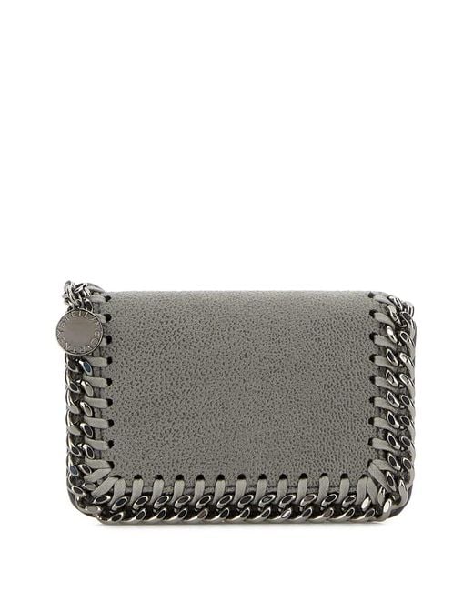 Stella McCartney Gray Falabella Card Holder Eco Shaggy Deer W/Ruthenium