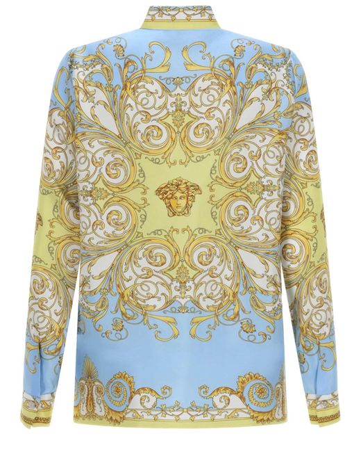 Versace Blue "Baroque" Print Shirt