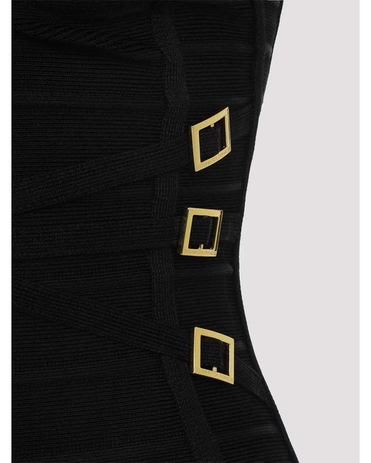 Elisabetta Franchi Black Shaping Midi Dress