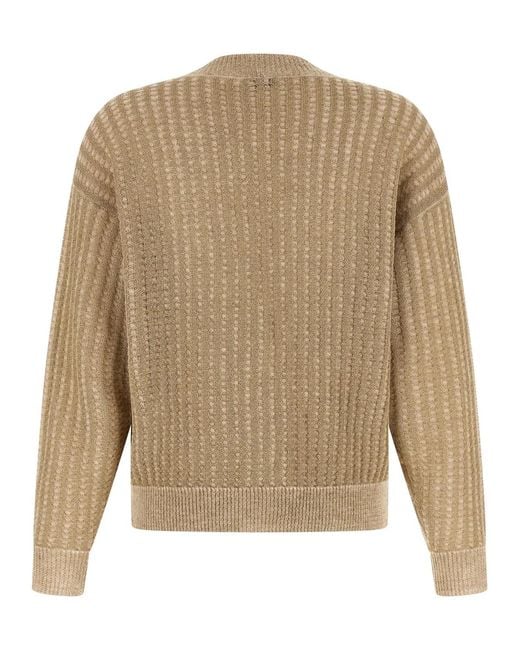 Peserico Natural Waffle Lamé Cardigan