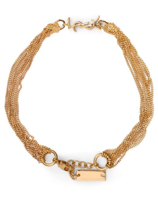 Saint Laurent Metallic Metal Bracelet With Tassel Cassandre