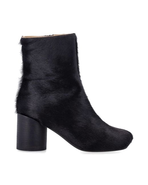 MM6 by Maison Margiela Black Mm6 Calf Hair Ankle Boots