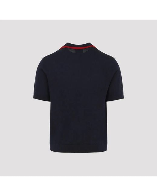 Casablanca Blue Short-Sleeve Knitted Track Polo for men