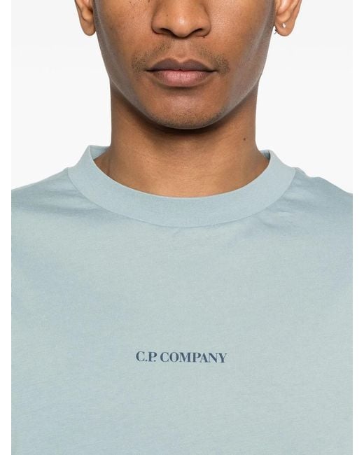 C P Company Blue C.P.Company Short Sleeve Cotton T-Shirt for men