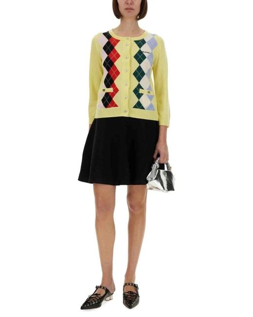 Ganni Black Check Cardigan