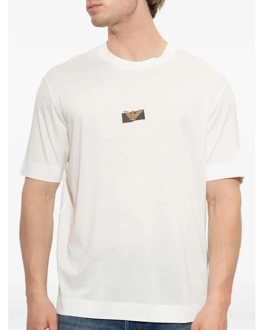 Emporio Armani White T-Shirt With Logo Patch for men