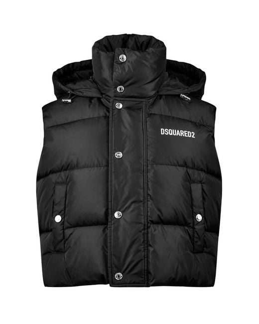DSquared² Black Logo Printed Down Vest Jacket