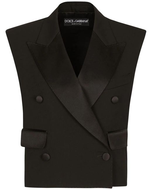 Dolce & Gabbana Black Virgin Wool Sleeveless Blazer
