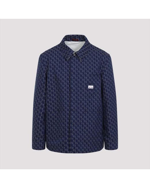 Gucci Blue Jacket With Gg Shadow for men