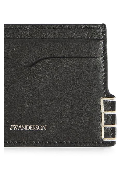 J.W. Anderson Black Whipstitch-Detail Logo-Print Cardholder for men