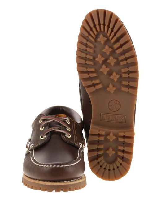 Timberland Brown 3-Eye Lug Boat Shoes for men