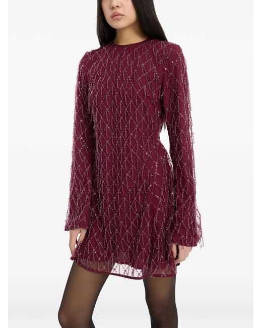 ROTATE BIRGER CHRISTENSEN Purple Flared Mini Dress With Sequins