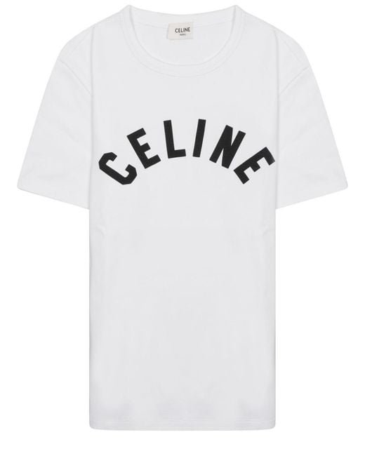 Céline White T-Shirt Con Logo