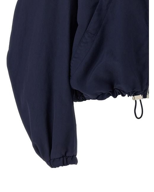 The Attico Blue Hooded Bomber Jacket