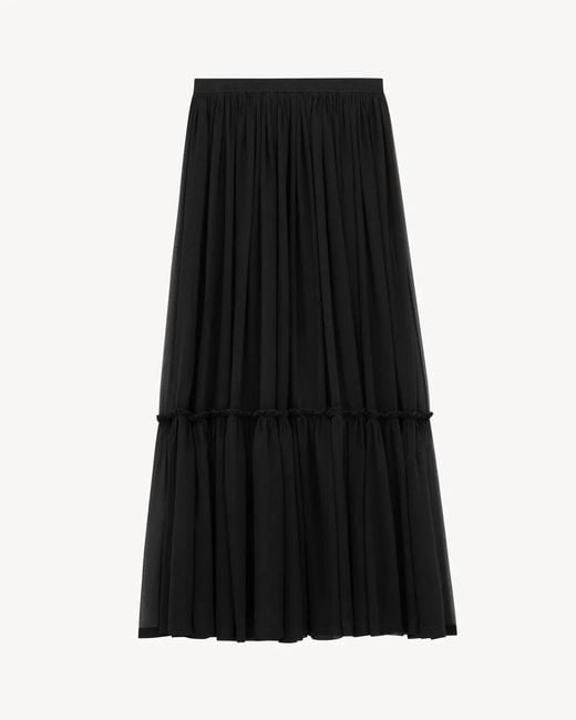 Saint Laurent Black Ruffled Skirt