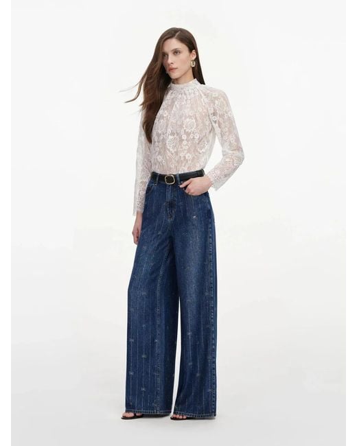 Self-Portrait Blue Lace Blouse