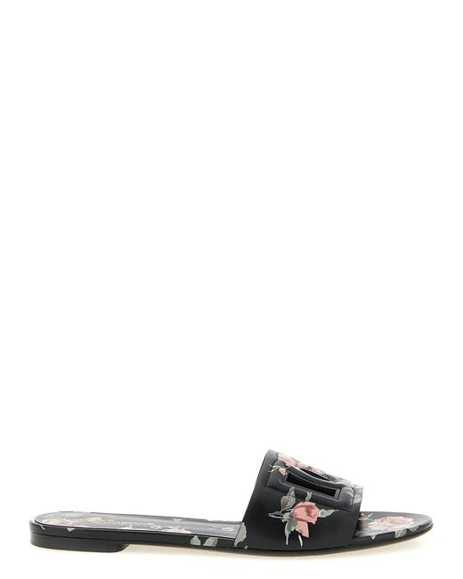 Dolce & Gabbana Black Dolce & Gabbana 'Bianca' Slides
