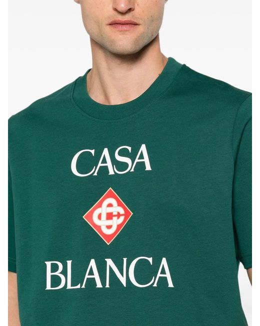 Casablanca Green Logo-Print T-Shirt for men
