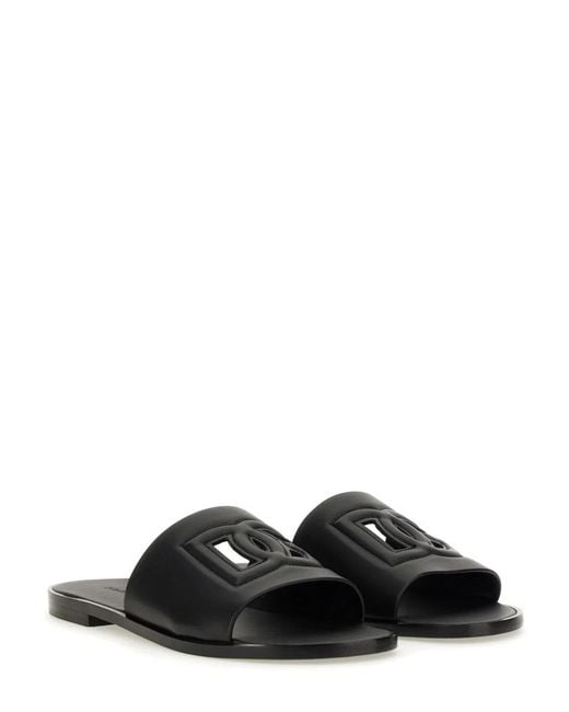 Dolce & Gabbana Black Dolce & Gabbana Sandal With Logo for men