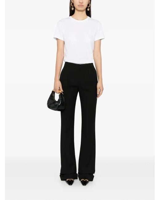 Tom Ford White Cotton T-Shirt With Tf Logo Embroidery