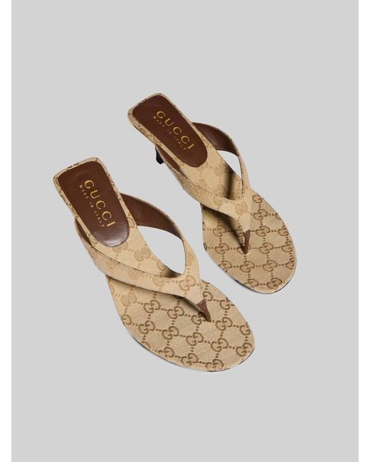 Gucci Natural Vittoria Thong Sandals