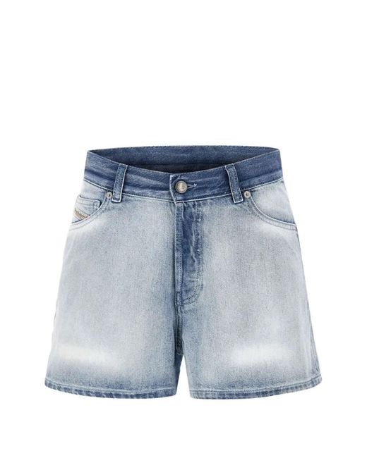 DIESEL Blue High Rise Faded Shorts