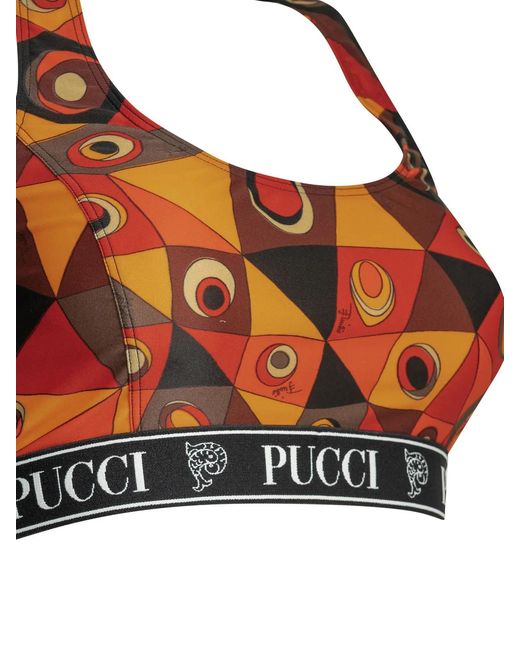 Emilio Pucci Orange Occhi Polyamide Elastane Top Bra