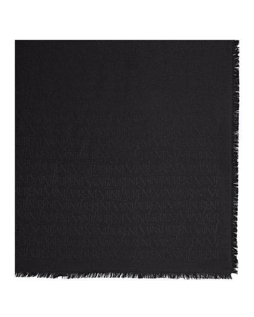 Saint Laurent Black Silk Jacquard Scarf