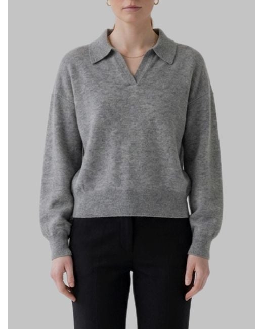 Lisa Yang Gray Sanderling Katriel Polo Sweater