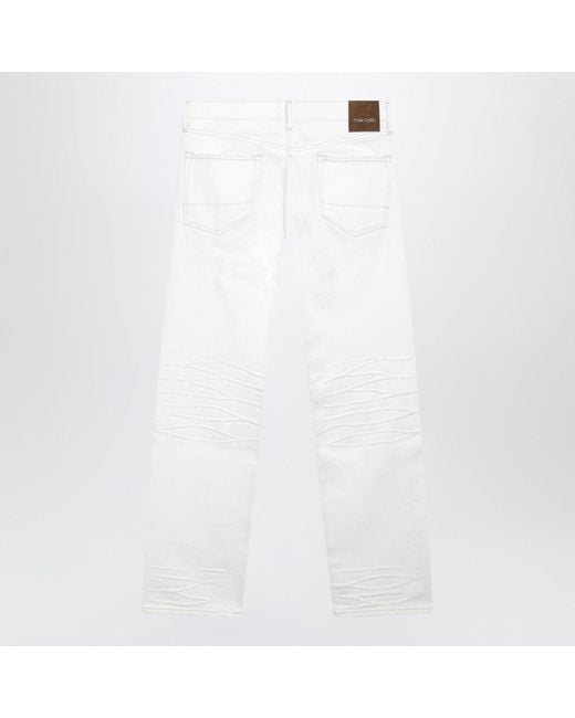 Tom Ford White Jeans With Bikereffect Details for men