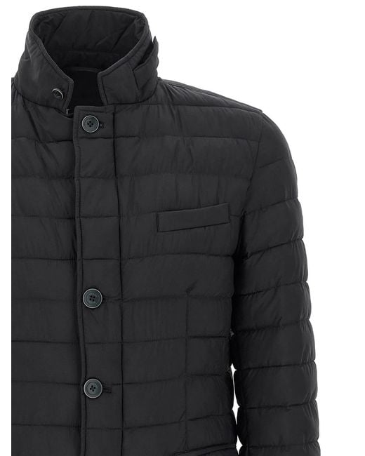 Herno Black Leather Coat Jacket for men